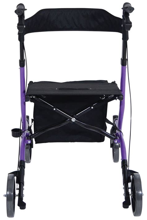 Deluxe Ultra Lightweight Folding 4 Wheeled Purple Rollator Ross Care