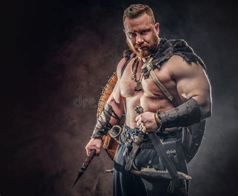 Severe Barbarian In Warrior Clothes Stock Image Image Of Armor