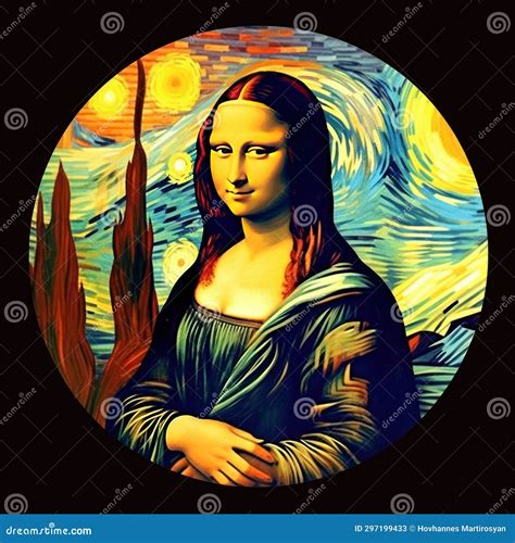 Mona Lisa Portrait In A Van Gogh Style Stock Illustration