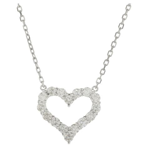 14 Karat White Gold Heart With Diamond Necklace For Sale At 1stdibs