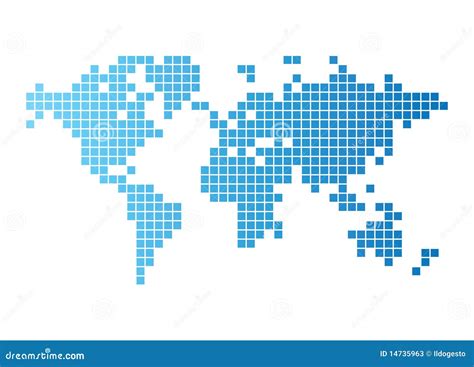 World Map Of Blue Tiles Stock Vector Illustration Of Business 14735963