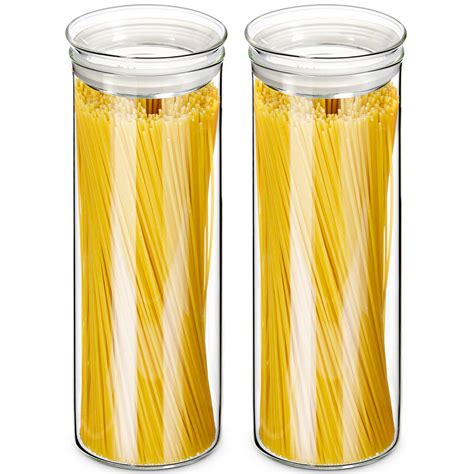 Buy Zens Glass Pasta Storage Containers Airtight Tall Spaghetti Jars Set With Lids 65 5 Fluid