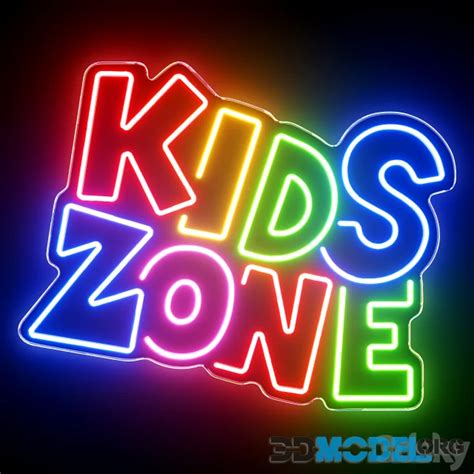 3d Model Kids Zone Neon Sign