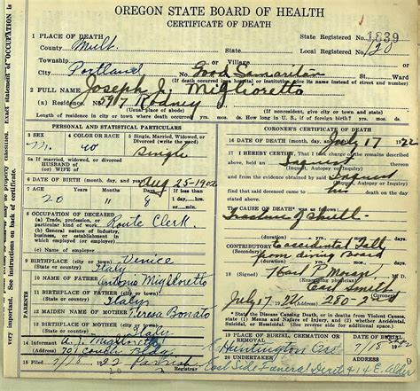 Diving accident : r/DeathCertificates