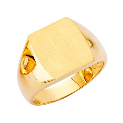Solid 14k Yellow Gold Mens Engravable Signet Ring Size 85