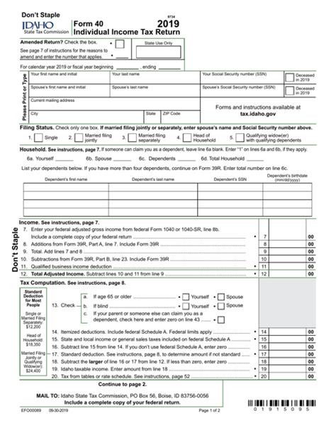 Form 40 Efo00089 Download Fillable Pdf Or Fill Online Individual