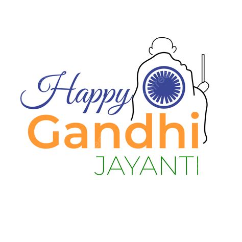 Happy Gandhi Jayanti Text With Ji Single Line Art And Ashok Chakra