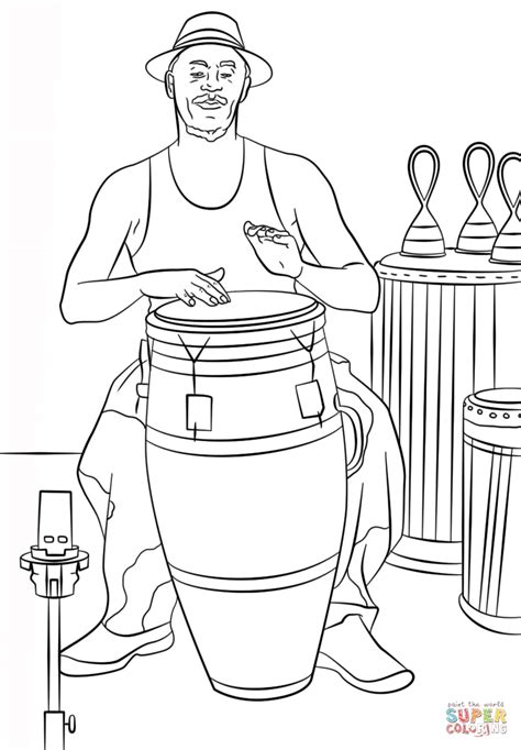 Conga Drummer Coloring Page Free Printable Coloring Pages