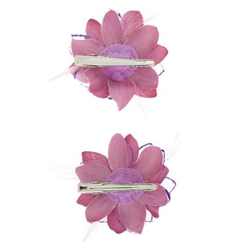 Glitter Lilly Flower Hair Clips 2 Pack Claires