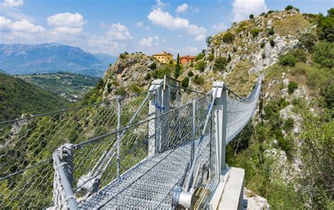 View On Rope Tibetan Steel Bridge In Mountain Stock Photo Image Of