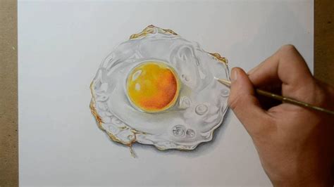 How I Draw A Fried Egg Realistic Still Life Drawing Still Life