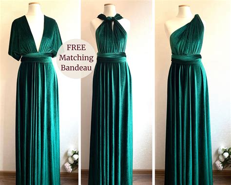 Emerald Green Velvet Infinity Dress Bridesmaid Infinity Dress