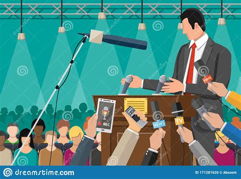 Press Conference Concept, News, Media, Journalism. Stock Vector ...
