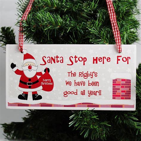 Santa Stop Here Personalised Christmas Sign By Hope And Willow