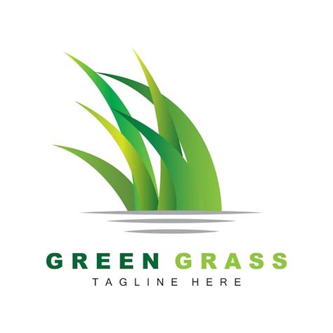 Premium Vector Green Grass Logo Design Farm Landscape Illustration