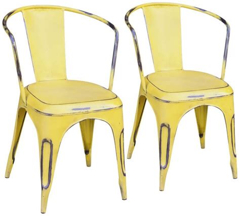 A pretty vintage chair for outdoor use. Weathered Yellow Metal 31-Inch-H Set of 2 Dining Chairs - | Metal dining chairs, Dining chairs ...
