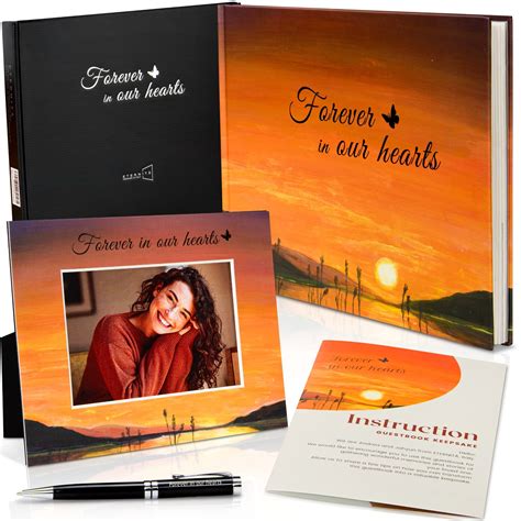 Eternita Funeral Guest Book Set - 3 Items with Heartfelt Message