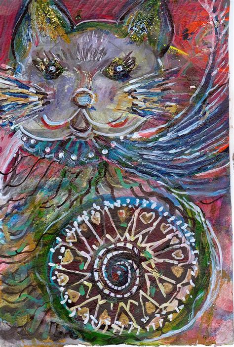 Happy Cat With Wheel Of Cleopatra Painting By Anne Elizabeth Whiteway