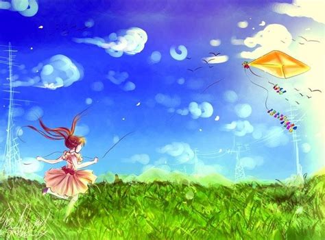 Field With Kite Cartoon Illustration Via Facebookgleamofdreams