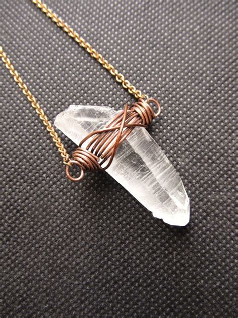 Healing Crystal Necklace Wire Wrap Jewelry Long Necklace Wire Etsy