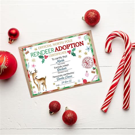 Adopt A Reindeer Editable Certificate Christmas Child T