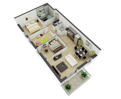 25 More 2 Bedroom 3d Floor Plans