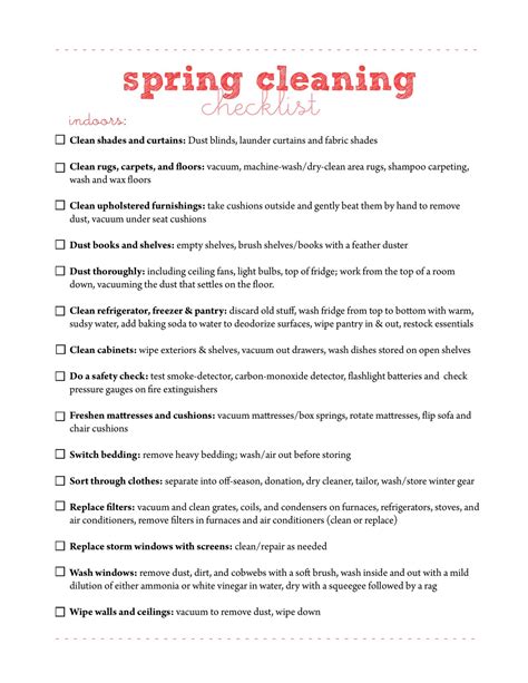 Copy Craft Spring Cleaning Checklists