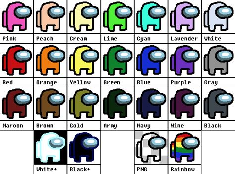 Among Us Character Colors Hex Codes Images
