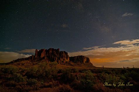 Superstition Mountains At Night With Stars Photograph By John Tarr