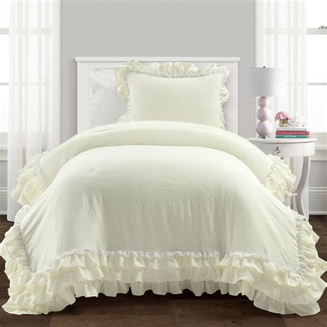 Ella Vintage Chic Ruffle Lace Dorm Comforter Set Lush Decor