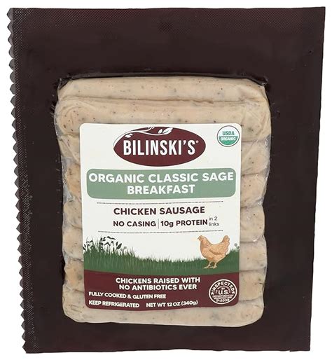 Bilinski Organic Sage Chicken Breakfast Sausage 12 Ounce