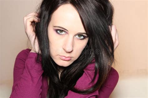 Girl With Black Hair Glimpse Stock Image Image Of Hair Black 9628887
