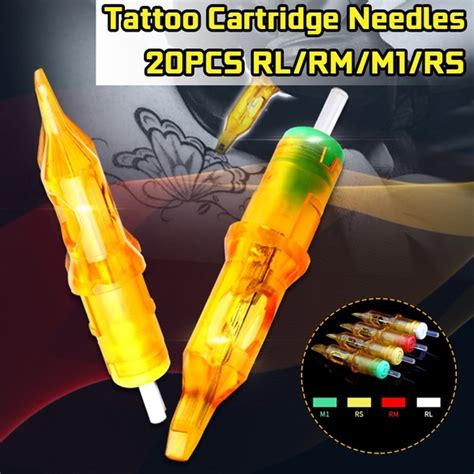 20pcsbox Tattoo Cartridge Needles Disposable Tattoo Yellow Dragonfly