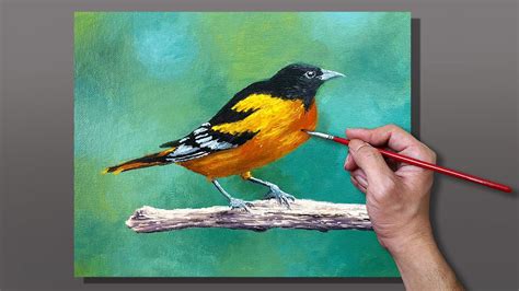 Acrylic Painting Bird On Branch Youtube