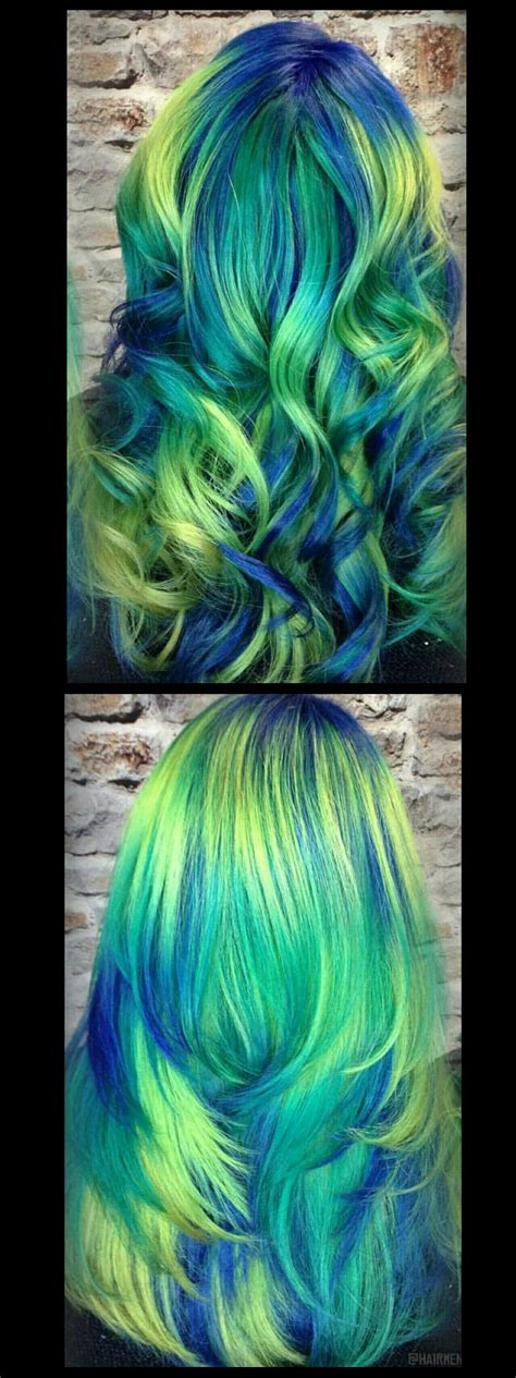 Green Blue Neon Dyed Hair Inspiration Idea Hairmenageries