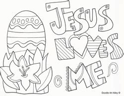 One page features the cross with a heart, sunrise and , he is risen.. Easter Coloring Pages - Religious Doodles