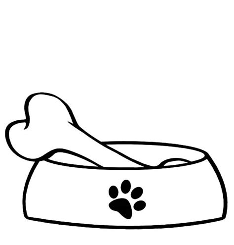 Dog Food Bone In A Bowl Dish Coloring Pages Free And Printable