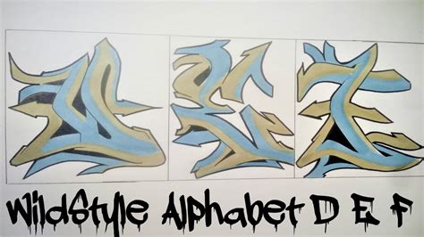 Graffiti with stylized text, often with interlocking, three dimensional type of graffiti alphabet letters. Wildstyle Graffiti Alphabet | D E F - YouTube