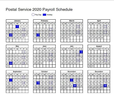 Usps Calendar Shows 2020 Payroll Schedule 21st Century Postal Worker