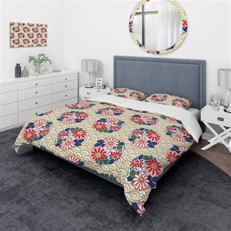 Designart Japanese Floral Pattern Oriental Bedding Set Duvet Cover