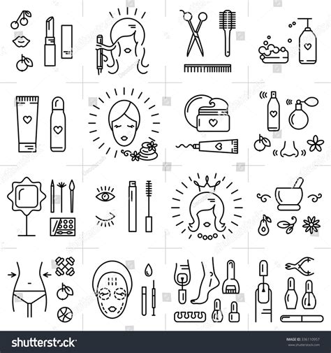 Modern Icons Set Of Cosmetics Beauty Spa And Symbols Collection Made