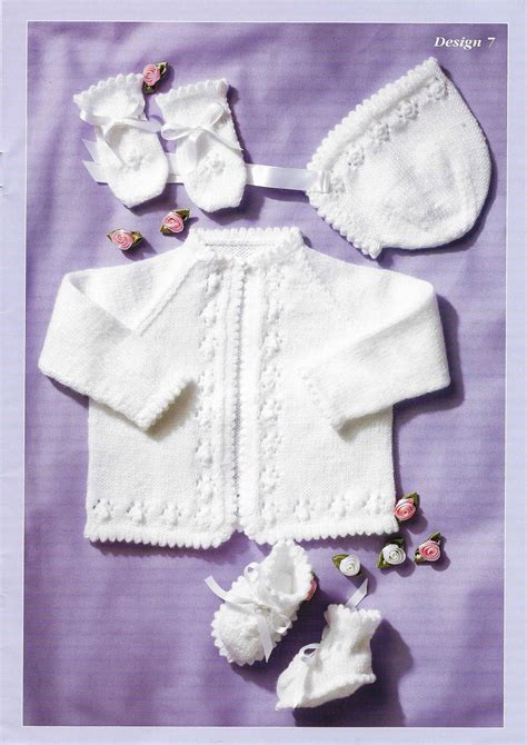 4 Ply Baby Matinee Set Knitting Pattern Pdf Newborn Matinee Etsy