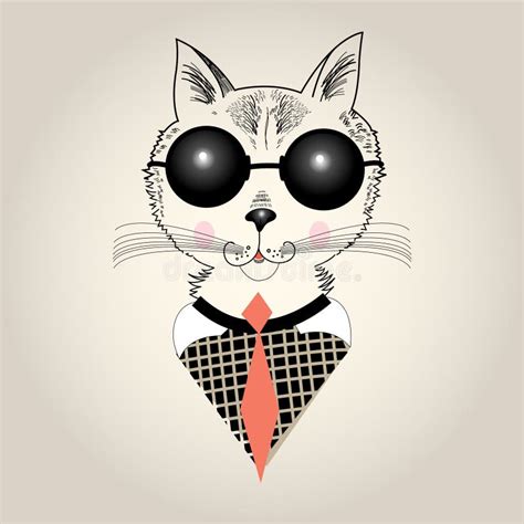 hipster cat portrait stock vector illustration of retro 46378289