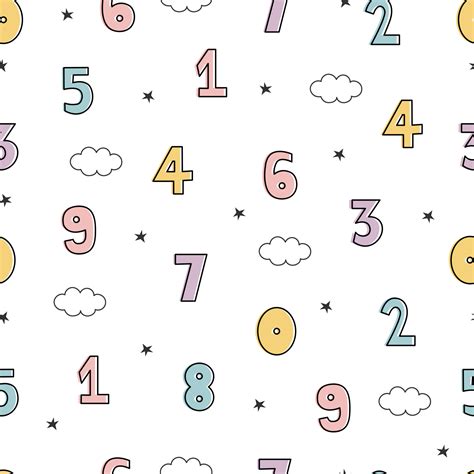 Seamless Pattern Number Font 123 Symbols Design Cartoon Style For Kids