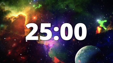 25 Minute Countdown Timer With Alarm And Deep Space Ambient Music 🌠