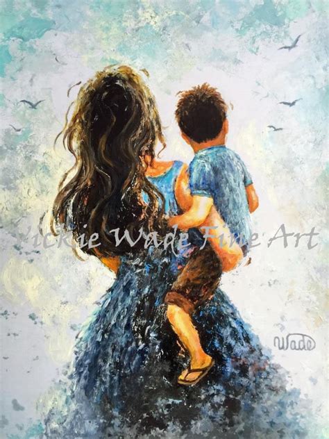 Mother And Son Art Print Mother Paintings Mom Carrying Son Etsy