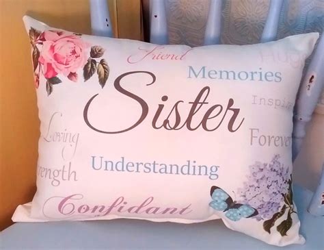 24/7 customer service · truly original gifts · fresh flower guarantee Handmade Sentimental Sister Gift Pillow with Butterfly and ...