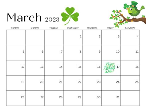 Cute March 2023 Calendar Template