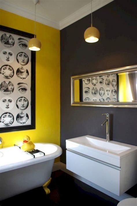 45 Amazing Yellow Tile Bathroom Paint Colors Ideas Yellow Grey