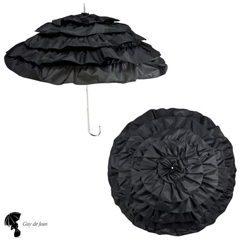 Four Layers Of Beautiful Frills Makes This Black Umbrella One Of The